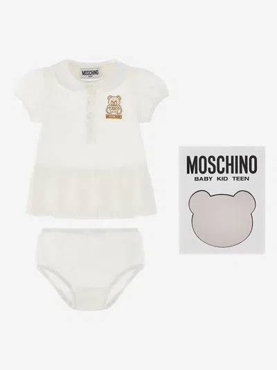Moschino Baby Girls Dress And Knickers Set In Ivory