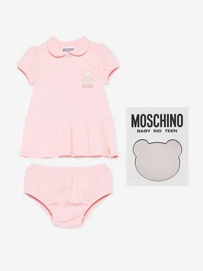 Moschino Baby Girls Dress And Knickers Set In Pink