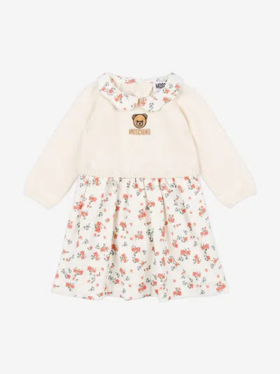 Moschino Baby Girls Floral Bear Dress In Neutral