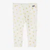Moschino Baby Girls Ivory & Gold Heart Cotton Leggings In Ivory