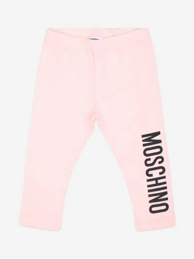 Moschino Babies' Logo-print Stretch-cotton Leggings In Pink