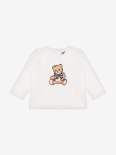 Moschino Baby Girls Long Sleeve Teddy T-shirt In White
