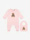 Moschino Baby Girls Teddy Bear Babygrow Gift Set In Pink