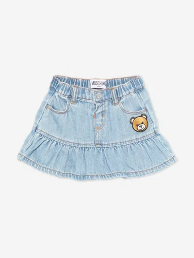 Moschino Baby Girls Teddy Bear Denim Skirt In Blue