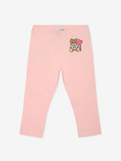 Moschino Kids'  Baby Girls Teddy Bear Leggings In Pink