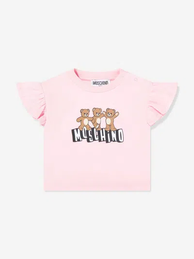 Moschino Baby Girls Teddy Bear Logo T-shirt In Pink