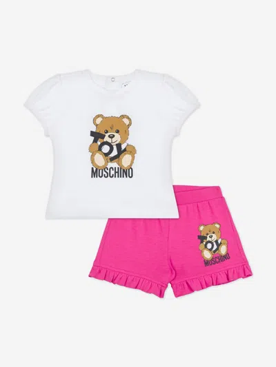Moschino Baby Girls Teddy Bear Short Set In Pink