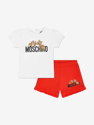Moschino Baby Girls Teddy Bear Shorts Set In Multicoloured