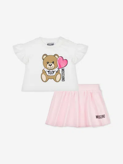 Moschino Baby Girls Teddy Bear Skirt Set In Pink