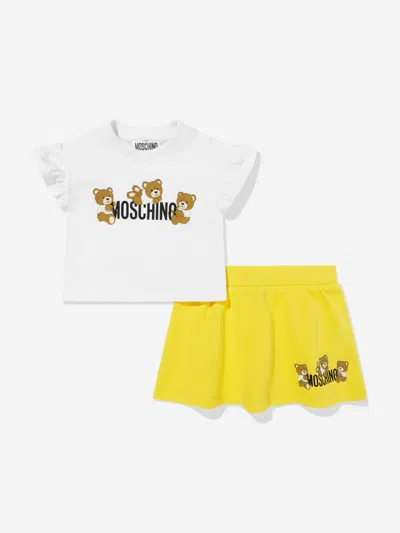 Moschino Baby Girls Teddy Bear Skirt Set In Yellow