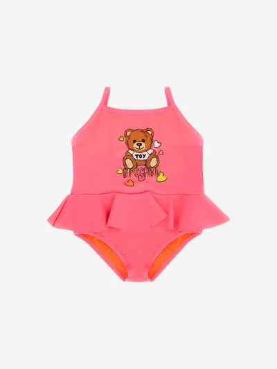 Moschino Baby Girls Teddy Bear Swimming Costume In Pink