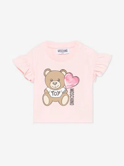 Moschino Kids'  Baby Girls Teddy Bear T-shirt In Pink