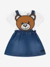 MOSCHINO BABY GIRLS TEDDY DUNGAREE SKIRT SET