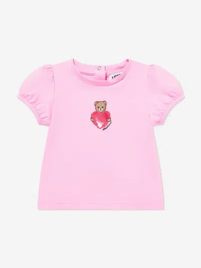 Moschino Baby Girls Teddy Heart T-shirt In Pink