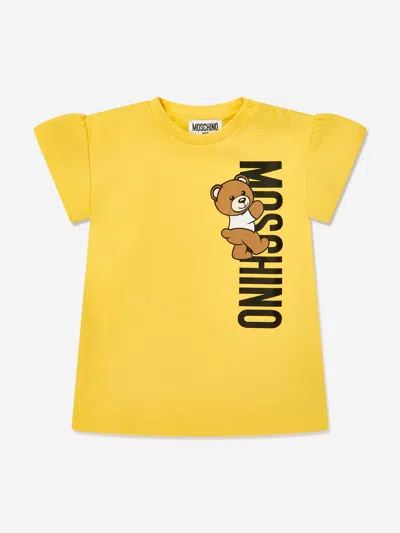 Moschino Baby Girls Teddy Logo Jersey Dress In Yellow