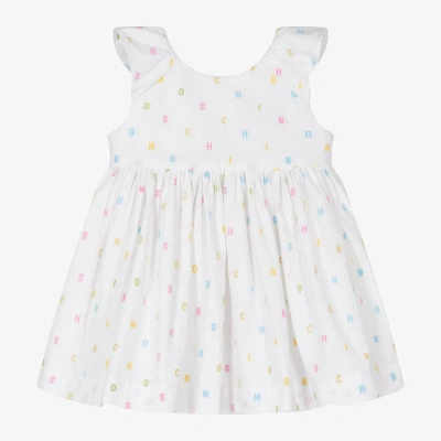 Moschino Baby Babies' Girls White Cotton Letter Logo Dress