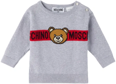 Moschino Baby Grey Intarsia Jumper In 60926 Grey