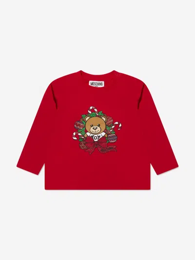 Moschino Baby Holiday T-shirt With Gift Box In Red