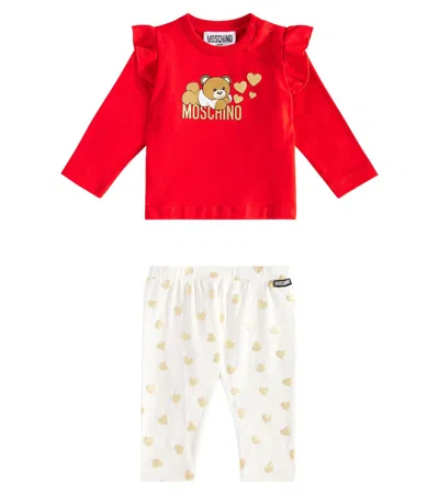 Moschino Baby Jersey Top And Pants Set In Rot