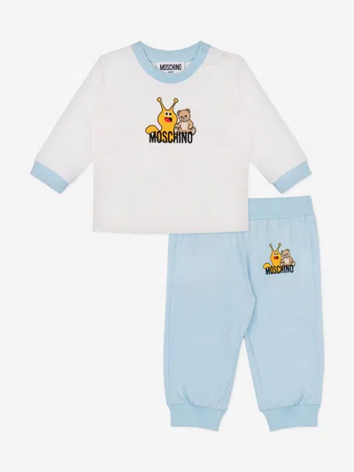 Moschino Baby Long Sleeve T-shirt And Pants Set In Blue