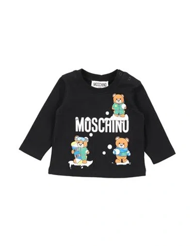 Moschino Baby Newborn Boy T-shirt Black Size 3 Cotton, Elastane