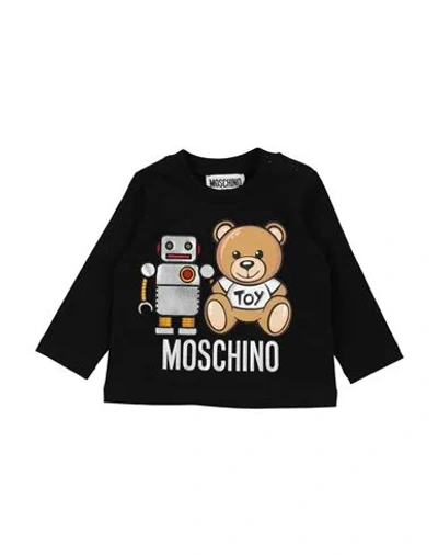 Moschino Baby Newborn Boy T-shirt Black Size 3 Cotton, Elastane, Polyester
