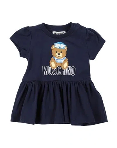 Moschino Baby Newborn Girl Baby Dress Midnight Blue Size 3 Cotton, Elastane