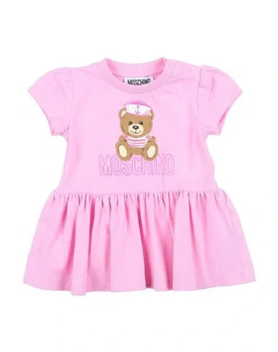 Moschino Baby Newborn Girl Baby Dress Pink Size 3 Cotton, Elastane