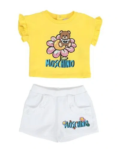 Moschino Baby Newborn Girl Baby Set Yellow Size 3 Cotton, Elastane, Polyester