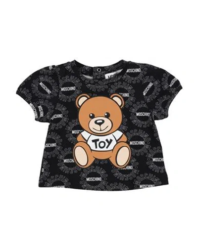 Moschino Baby Newborn T-shirt Black Size 3 Cotton, Elastane