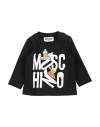 MOSCHINO BABY MOSCHINO BABY NEWBORN T-SHIRT BLACK SIZE 3 COTTON, ELASTANE, WOOL, ACRYLIC, POLYAMIDE