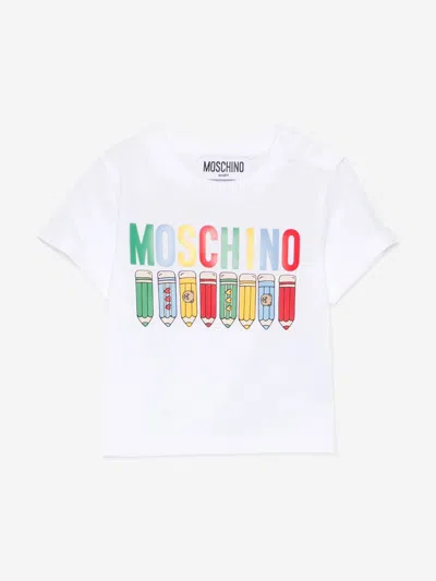 Moschino Kids' Baby Pencil Logo T-shirt In White