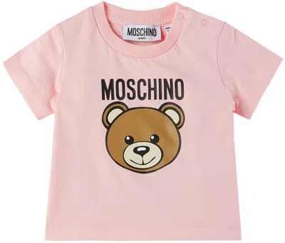 Moschino Baby Pink Bear T-shirt In 50209 Rose