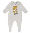 Moschino Baby Printed Cotton Jersey Onesie In Grey