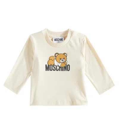 Moschino Baby Printed Cotton T-shirt In Beige