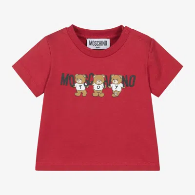 Moschino Baby Red Cotton Teddy Bear Baby T-shirt