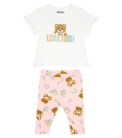 Moschino Baby Set Of Cotton-blend T-shirt And Shorts In Cloud