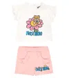 Moschino Baby Set Of Cotton-blend T-shirt And Shorts In White/sugar Rose