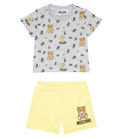 Moschino Baby Set Of Cotton Shorts And T-shirt In Multicolor