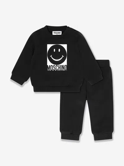 Moschino Kids' Baby Smiley Face Tracksuit In Black