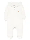 Moschino Ivory Faux Fur Coat For Babykids With Teddy Bear In Neutral