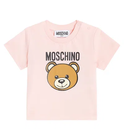 Moschino Baby Teddy Bear Cotton Jersey T-shirt In Pink