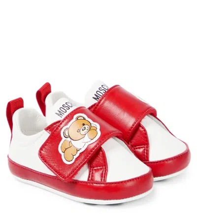 Moschino Baby Teddy Bear Leather Trainers In Multi