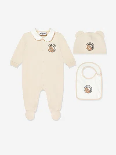 Moschino Kids'  Baby Teddy Bear Logo Babygrow Set In Neutral