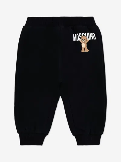 Moschino Kids' Baby Teddy Bear Logo Joggers In Black