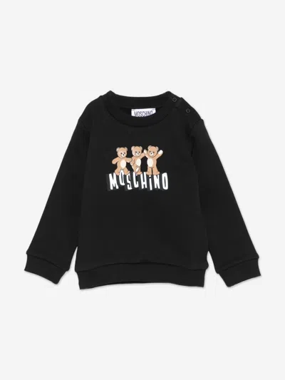 Moschino Baby Teddy Bear Logo Sweatshirt In Black