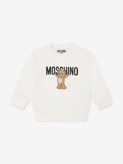 Moschino Baby Teddy Bear Logo Sweatshirt In White