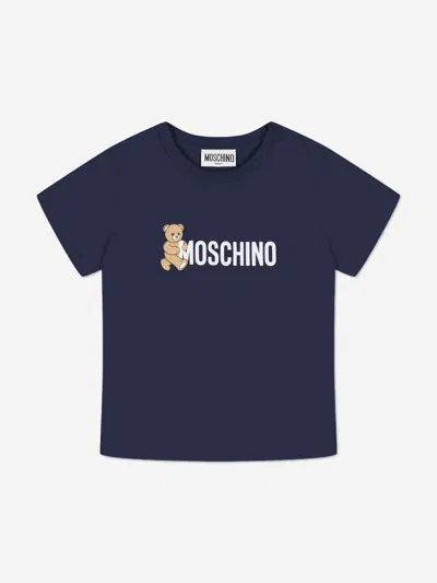 Moschino Kids' Baby Teddy Bear Logo T-shirt In Blue