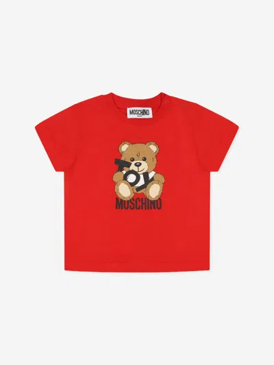 Moschino Kids'  Baby Teddy Bear Logo T-shirt In Red