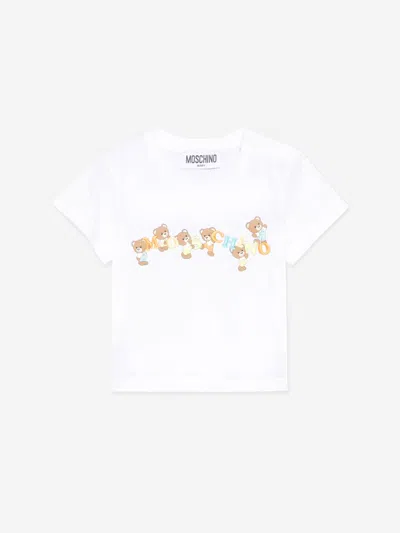 Moschino Kids'  Baby Teddy Bear Logo T-shirt In White